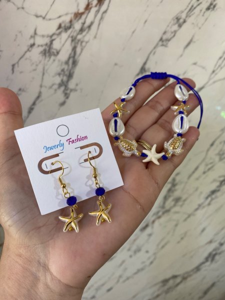 Set arete y pulsera artesanal 