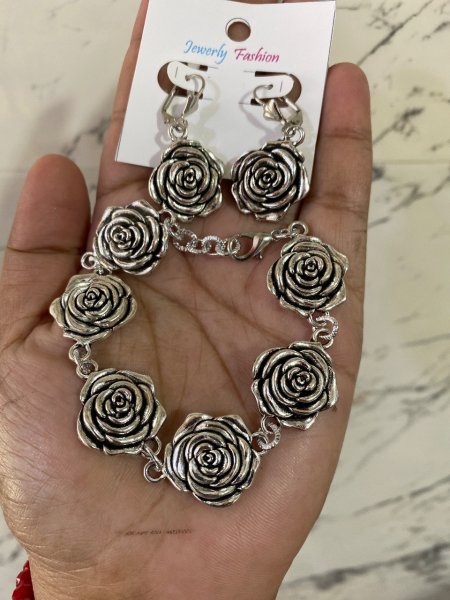  Set arete y pulsera pewter 